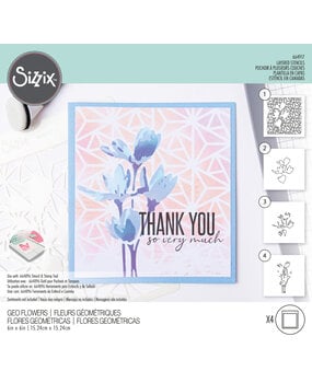 Sizzix Layered Stencils by Olivia Rose Geo Flowers (4pcs) (664917) (DISCONTINUED)
