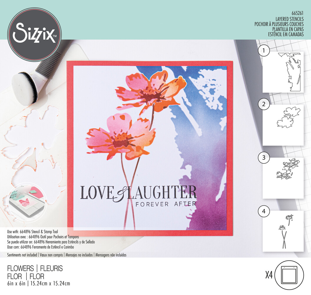 Sizzix Layered Stencils by Olivia Rose Flowers (4pcs) (665261)