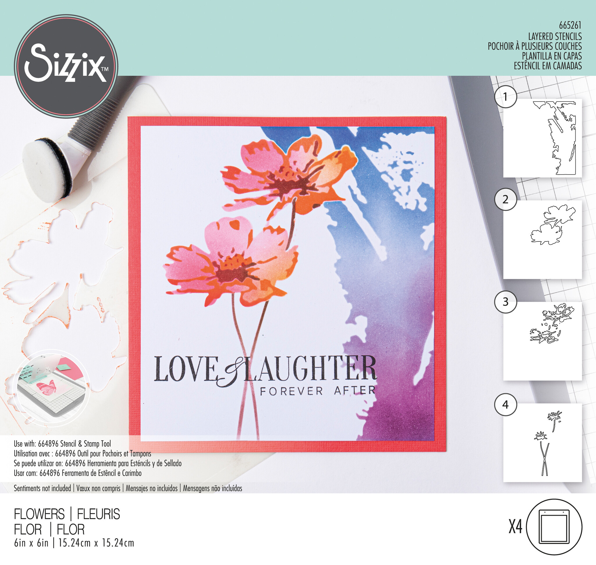 Layered Stencils by Olivia Rose Flowers (4pcs) (665261) Craftlines B.V.