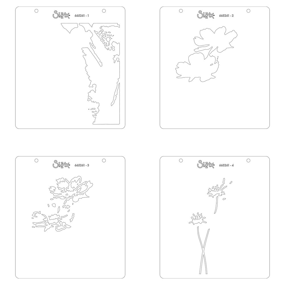 Sizzix Layered Stencils by Olivia Rose Flowers (4pcs) (665261)