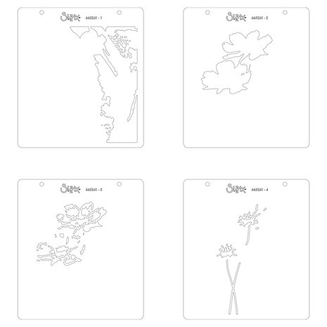 Sizzix Layered Stencils by Olivia Rose Flowers (4pcs) (665261)