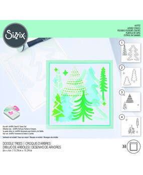 Sizzix Layered Stencils by Olivia Rose Doodle Trees (4pcs) (665932) (DISCONTINUED)