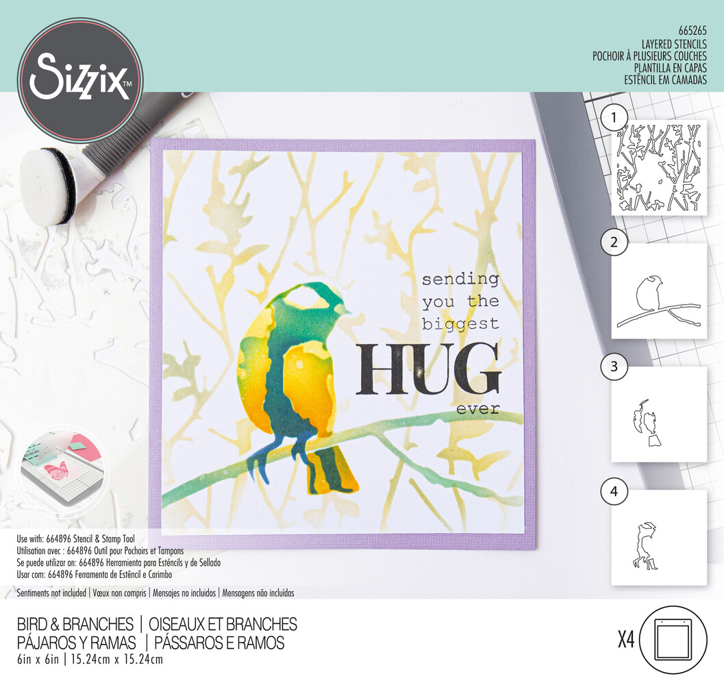 Sizzix Layered Stencils by Olivia Rose Bird & Branches (4pcs) (665265) (DISCONTINUED)