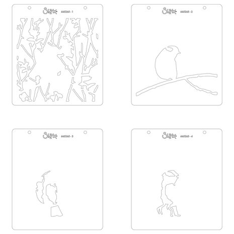 Sizzix Layered Stencils by Olivia Rose Bird & Branches (4pcs) (665265) (DISCONTINUED)