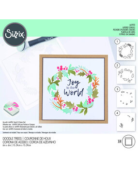 Sizzix Layered Stencils by Lisa Jones Holly Wreath (4pcs) (665933) (DISCONTINUED)