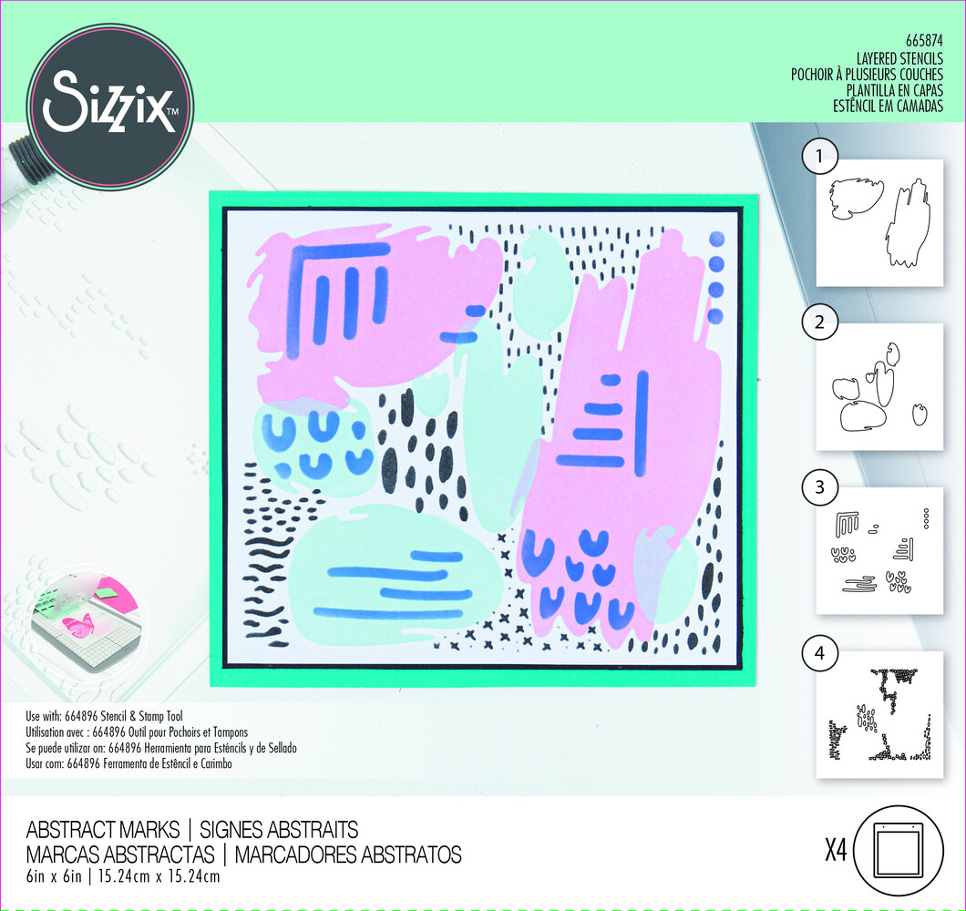 Sizzix Layered Stencils by Lisa Jones Abstract Marks (4pcs) (665874) (DISCONTINUED)
