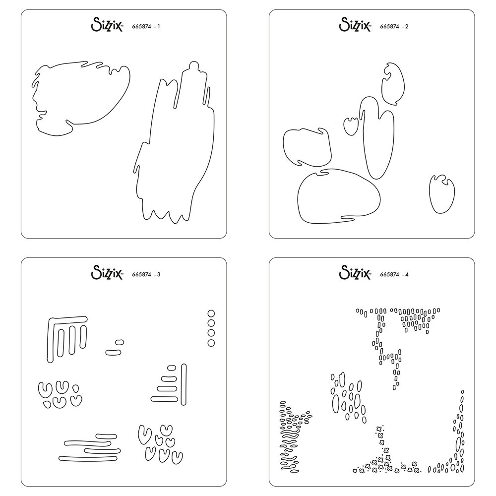 Sizzix Layered Stencils by Lisa Jones Abstract Marks (4pcs) (665874) (DISCONTINUED)