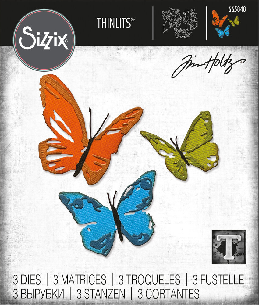 Sizzix Thinlits Die by Tim Holtz Brushstroke Butterflies (3pcs) (665848) (DISCONTINUED)