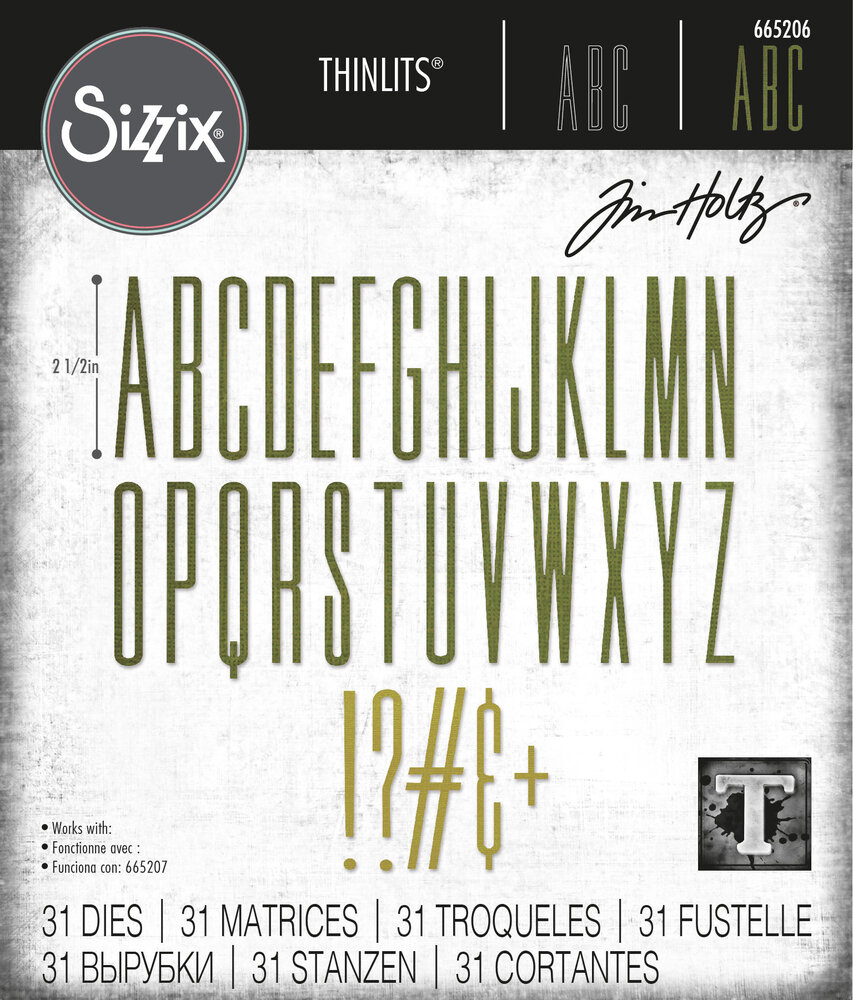 Sizzix Thinlits Die by Tim Holtz Alphanumeric Stretch Upper (31pcs) (665206)