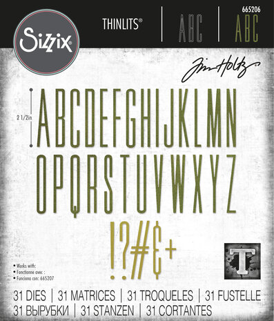 Sizzix Thinlits Die by Tim Holtz Alphanumeric Stretch Upper (31pcs) (665206)
