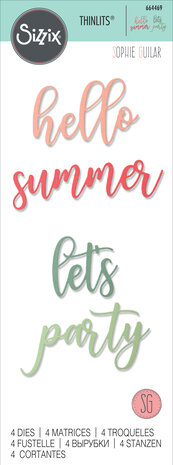 Sizzix Thinlits Die by Sophie Guilar Party Phrases (4pcs) (664469) (DISCONTINUED)