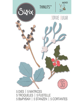 Sizzix Thinlits Die by Sophie Guilar Winter Leaves (5pcs) (663425) (DISCONTINUED)