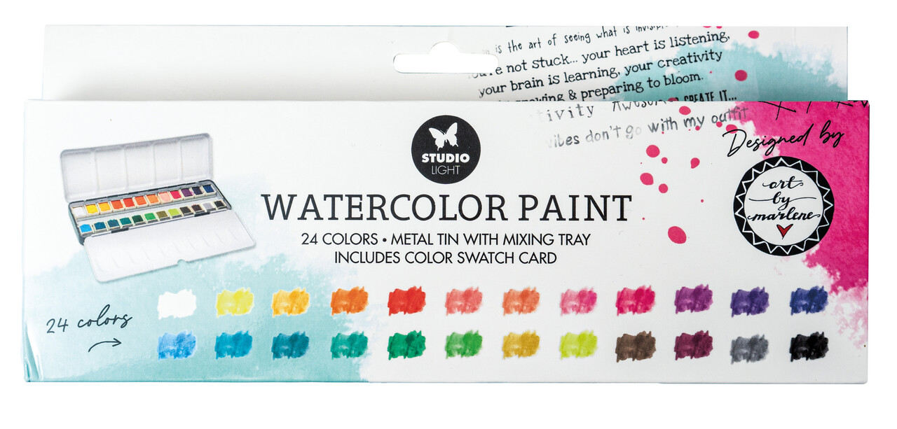 Studio Light Watercolor Paint in Tin by Art by Marlene (24colors) (SL-ES-WC02) (BASIC) Studio Light Watercolor Paint in Tin by Art by Marlene (24colors) (SL-ES-WC02) (BASIC)