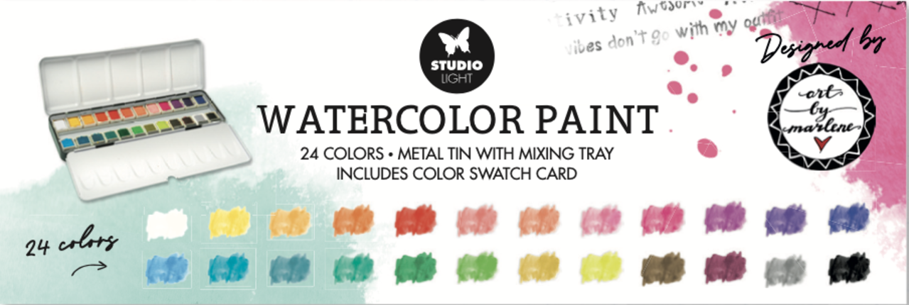 Studio Light Watercolor Paint in Tin by Art by Marlene (24colors) (SL-ES-WC02) (BASIC) Studio Light Watercolor Paint in Tin by Art by Marlene (24colors) (SL-ES-WC02) (BASIC)
