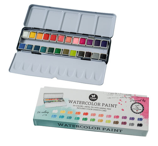 Studio Light Watercolor Paint in Tin by Art by Marlene (24colors) (SL-ES-WC02) (BASIC) Studio Light Watercolor Paint in Tin by Art by Marlene (24colors) (SL-ES-WC02) (BASIC)