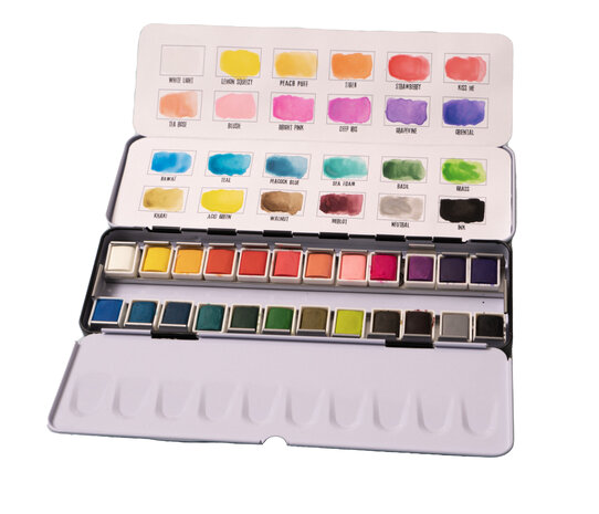 Studio Light Watercolor Paint in Tin by Art by Marlene (24colors) (SL-ES-WC02) (BASIC) Studio Light Watercolor Paint in Tin by Art by Marlene (24colors) (SL-ES-WC02) (BASIC)