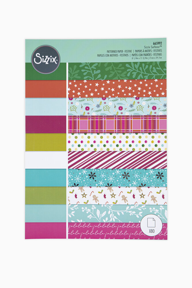 Sizzix Patterned Paper A4 Festive (10x8pcs) (665992) (DISCONTINUED) Sizzix Patterned Paper A4 Festive (10x8pcs) (665992) (DISCONTINUED)