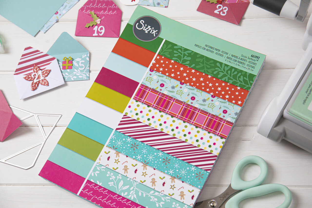 Sizzix Patterned Paper A4 Festive (10x8pcs) (665992) (DISCONTINUED) Sizzix Patterned Paper A4 Festive (10x8pcs) (665992) (DISCONTINUED)