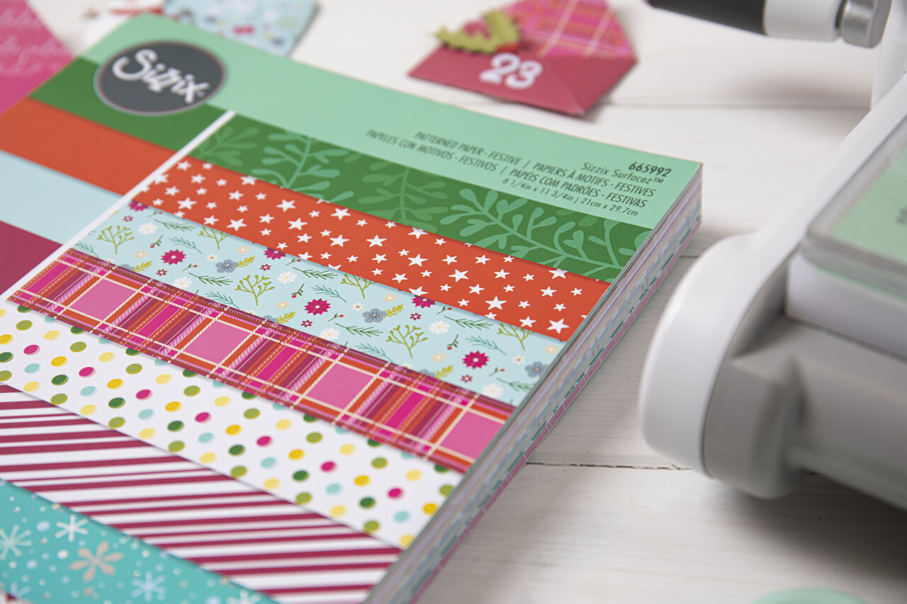 Sizzix Patterned Paper A4 Festive (10x8pcs) (665992) (DISCONTINUED) Sizzix Patterned Paper A4 Festive (10x8pcs) (665992) (DISCONTINUED)