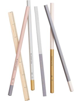 Sizzix My Life Handmade Pastel Pencils & Wooden Square Ruler Set (663710) (DISCONTINUED)