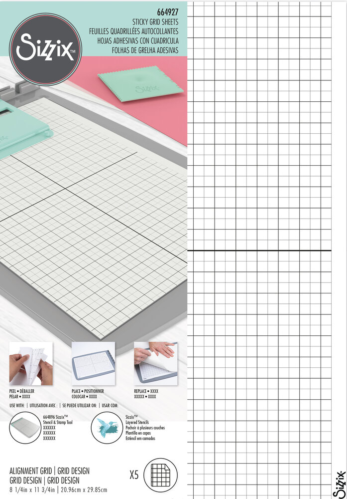Sizzix Sticky Grid Sheets 8 1/4x11 5/8 Inch (5pcs) (664927)