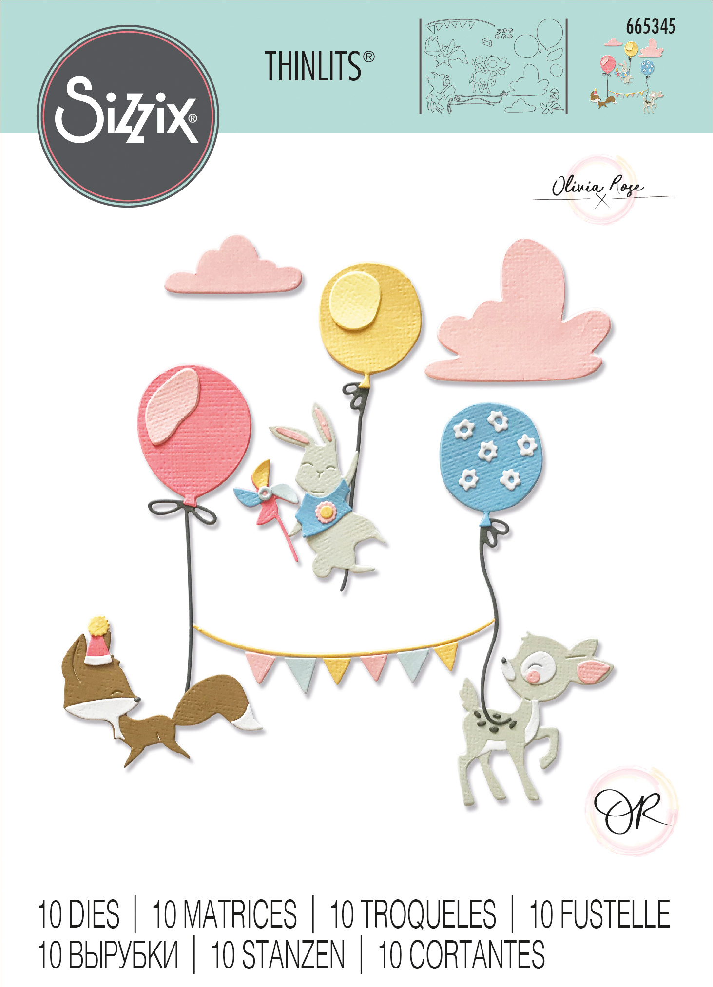 Sizzix 664396 Set di Fustelle Thinlits, Ricamo di Olivia Rose, Multicolore, Taglia unica, 2 pz