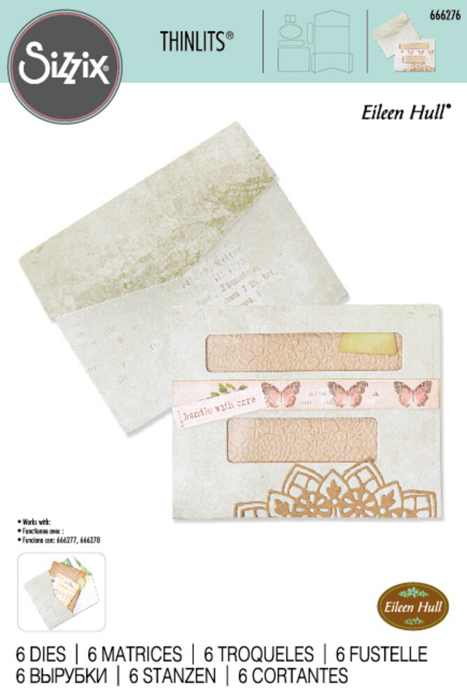 Sizzix Thinlits Die by Eileen Hull Journaling Card Envelope & Windows (6pcs) (666276) (DISCONTINUED) Sizzix Thinlits Die by Eileen Hull Journaling Card Envelope & Windows (6pcs) (666276) (DISCONTINUED)