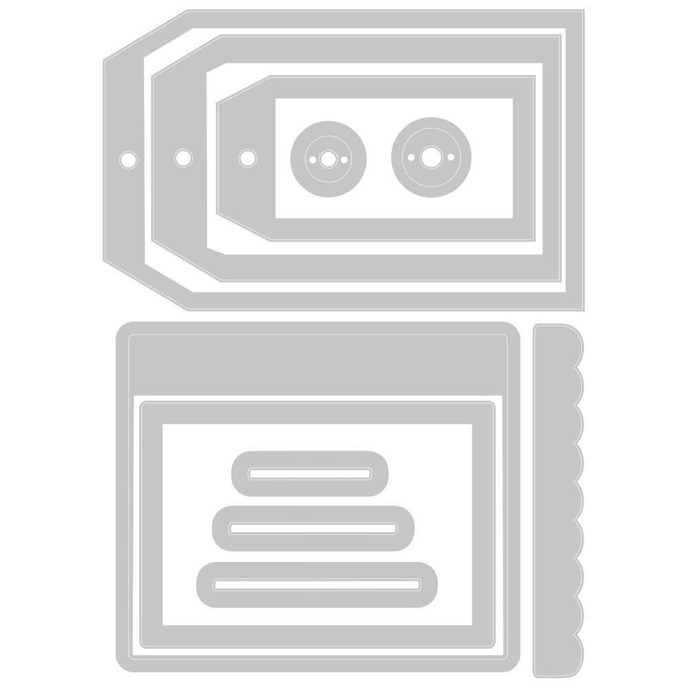 Sizzix Thinlits Die by Eileen Hull Card Waterfall & Tags (11pcs) (665154) (DISCONTINUED)