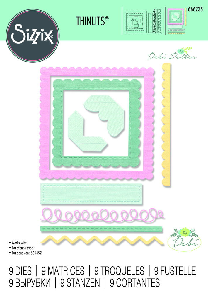 Sizzix Thinlits Die by Debi Potter Fabulous Frames & Borders (9pcs) (666235) (DISCONTINUED) Sizzix Thinlits Die by Debi Potter Fabulous Frames & Borders (9pcs) (666235) (DISCONTINUED)