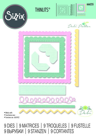 Sizzix Thinlits Die by Debi Potter Fabulous Frames & Borders (9pcs) (666235) (DISCONTINUED) Sizzix Thinlits Die by Debi Potter Fabulous Frames & Borders (9pcs) (666235) (DISCONTINUED)