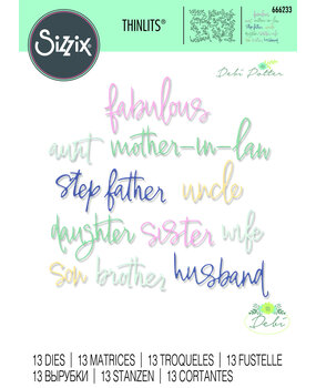 Sizzix Thinlits Die by Debi Potter Fabulous Family Names (13pcs) (666233) (DISCONTINUED) Sizzix Thinlits Die by Debi Potter Fabulous Family Names (13pcs) (666233) (DISCONTINUED)
