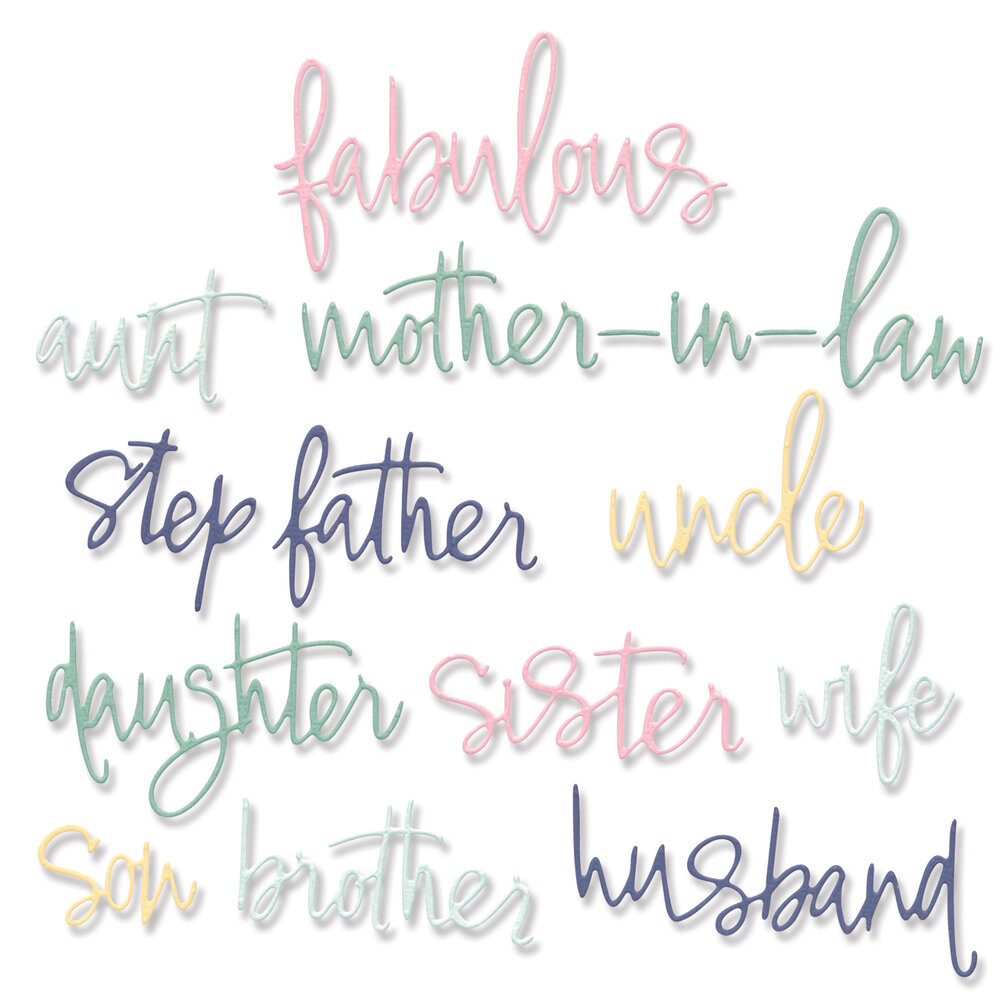 Sizzix Thinlits Die by Debi Potter Fabulous Family Names (13pcs) (666233) (DISCONTINUED) Sizzix Thinlits Die by Debi Potter Fabulous Family Names (13pcs) (666233) (DISCONTINUED)