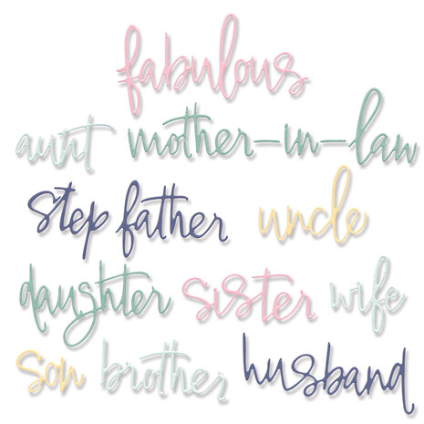 Sizzix Thinlits Die by Debi Potter Fabulous Family Names (13pcs) (666233) (DISCONTINUED) Sizzix Thinlits Die by Debi Potter Fabulous Family Names (13pcs) (666233) (DISCONTINUED)