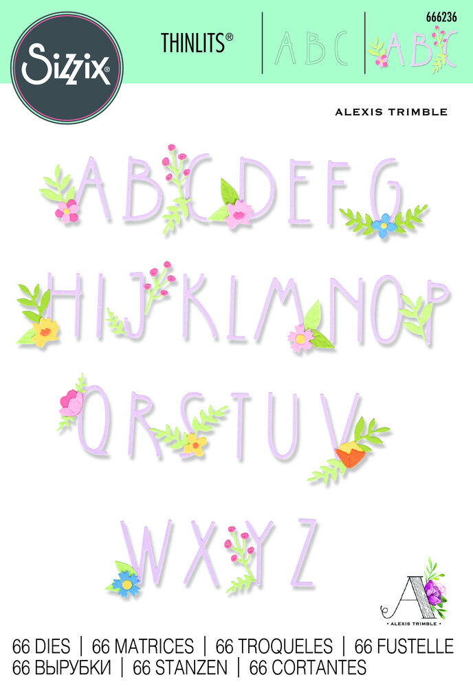 Sizzix Thinlits Die by Alexis Trimble Floral Alphabet (66pcs) (666236) (DISCONTINUED) Sizzix Thinlits Die by Alexis Trimble Floral Alphabet (66pcs) (666236) (DISCONTINUED)
