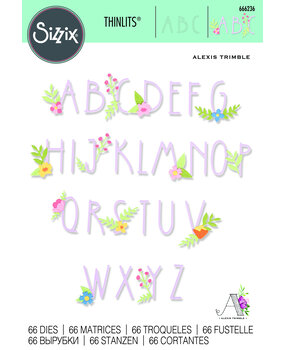 Sizzix Thinlits Die by Alexis Trimble Floral Alphabet (66pcs) (666236) (DISCONTINUED) Sizzix Thinlits Die by Alexis Trimble Floral Alphabet (66pcs) (666236) (DISCONTINUED)