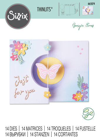 Sizzix Thinlits Die by Georgie Evans Butterfly Spinner Card (14pcs) (665074) (DISCONTINUED) Sizzix Thinlits Die by Georgie Evans Butterfly Spinner Card (14pcs) (665074) (DISCONTINUED)