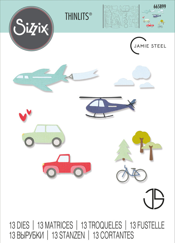 Sizzix Thinlits Die by Jamie Steel Transport Collection (13pcs) (665899) (DISCONTINUED)