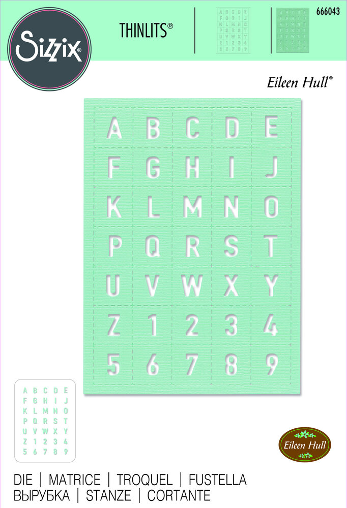 Sizzix Thinlits Die by Eileen Hull Tile Alphanumeric (666043) (DISCONTINUED) Sizzix Thinlits Die by Eileen Hull Tile Alphanumeric (666043) (DISCONTINUED)