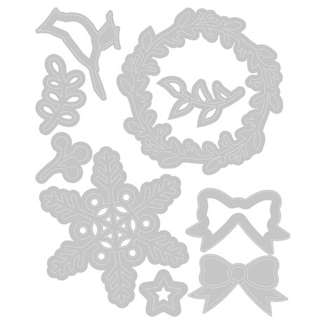 Sizzix Thinlits Die by Eileen Hull Wreath & Snowflake (9pcs) (665326) (DISCONTINUED)