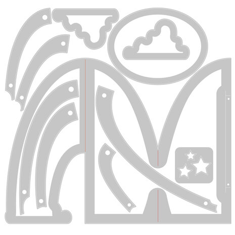 Sizzix Thinlits Die by Jen Long Card, Rainbow Fold-a-Long (11pcs) (665475) (DISCONTINUED)