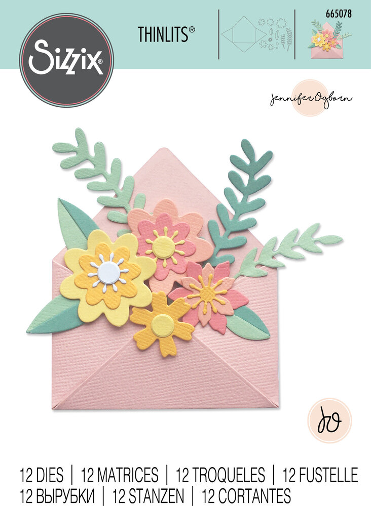 Sizzix Thinlits Die by Jennifer Ogborn Flowers w/ Envelope (12pcs) (665078) (DISCONTINUED)