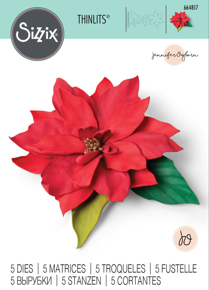 Sizzix Thinlits Die by Jennifer Ogborn Elegant Poinsettia (5pcs) (664817) (DISCONTINUED) Sizzix Thinlits Die by Jennifer Ogborn Elegant Poinsettia (5pcs) (664817) (DISCONTINUED)