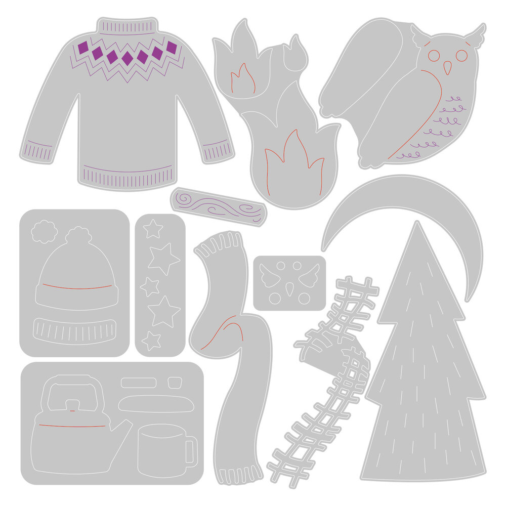 Sizzix Thinlits Die by Jennifer Ogborn Cozy Woodland (12pcs) (665943) (DISCONTINUED)