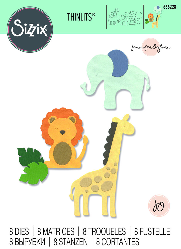 Sizzix Thinlits Die by Jennifer Ogborn Basic Zoo Animals (8pcs) (666228) (DISCONTINUED) Sizzix Thinlits Die by Jennifer Ogborn Basic Zoo Animals (8pcs) (666228) (DISCONTINUED)