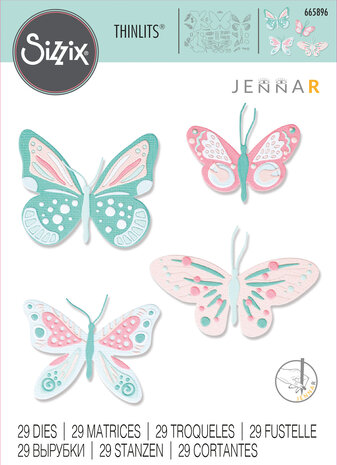 Sizzix Thinlits Die by Jenna Rushforth Patterned Butterflies (29pcs) (665896) (DISCONTINUED)