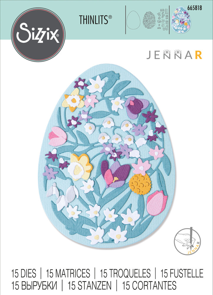 Sizzix Thinlits Die by Jenna Rushforth Intricate Floral Egg (15pcs) (665818) (DISCONTINUED) Sizzix Thinlits Die by Jenna Rushforth Intricate Floral Egg (15pcs) (665818) (DISCONTINUED)