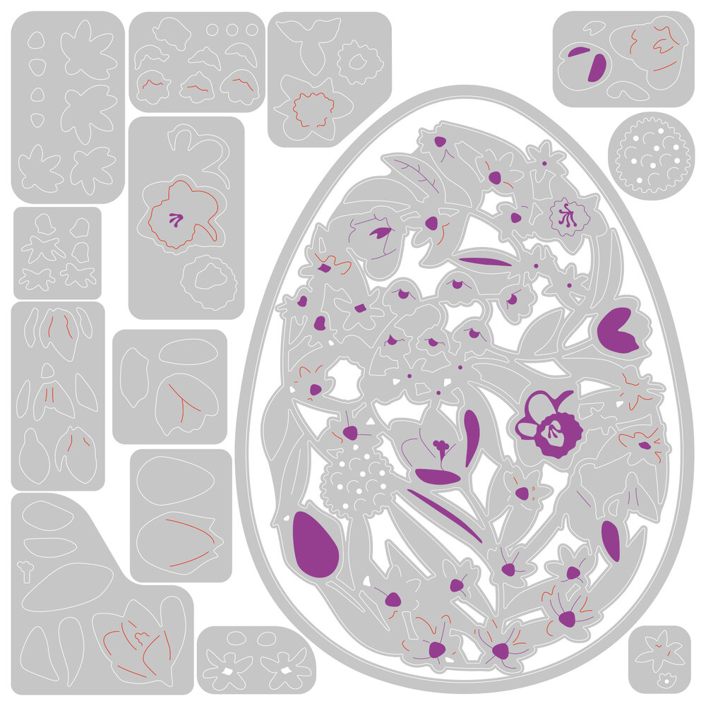 Sizzix Thinlits Die by Jenna Rushforth Intricate Floral Egg (15pcs) (665818) (DISCONTINUED) Sizzix Thinlits Die by Jenna Rushforth Intricate Floral Egg (15pcs) (665818) (DISCONTINUED)