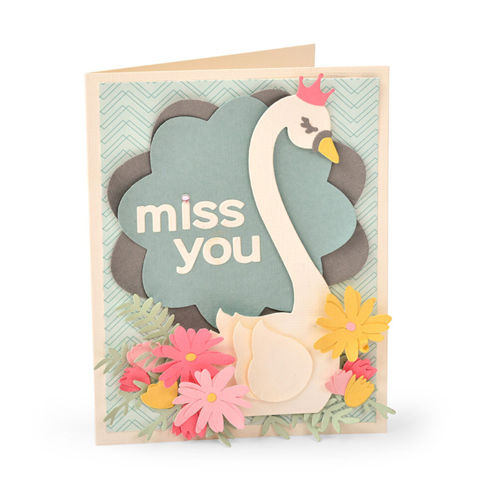 Sizzix Thinlits Die by Jen Long Card, Swan Fold-a-Long (663617) (DISCONTINUED)