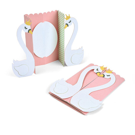Sizzix Thinlits Die by Jen Long Card, Swan Fold-a-Long (663617) (DISCONTINUED)