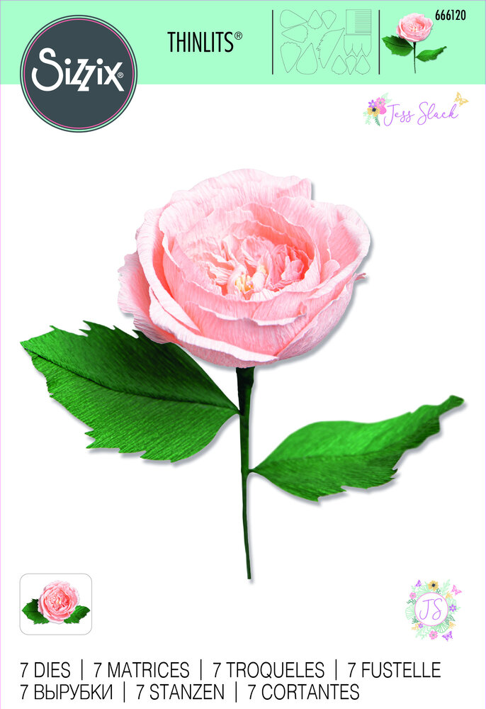Sizzix Thinlits Die by Jess Slack Garden Rose (7pcs) (666120) (DISCONTINUED)